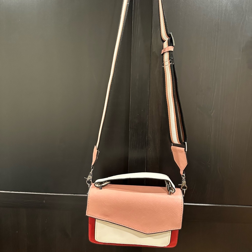 Botkier Cobbler colorblock Crossbody Bag in Bold Red white and Light Pink - Picture 2 of 16